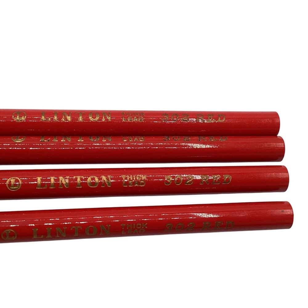 Lot of 4 Vintage Linton Multi-Color Thick Lead Drawing Pencils Red 302 NOS